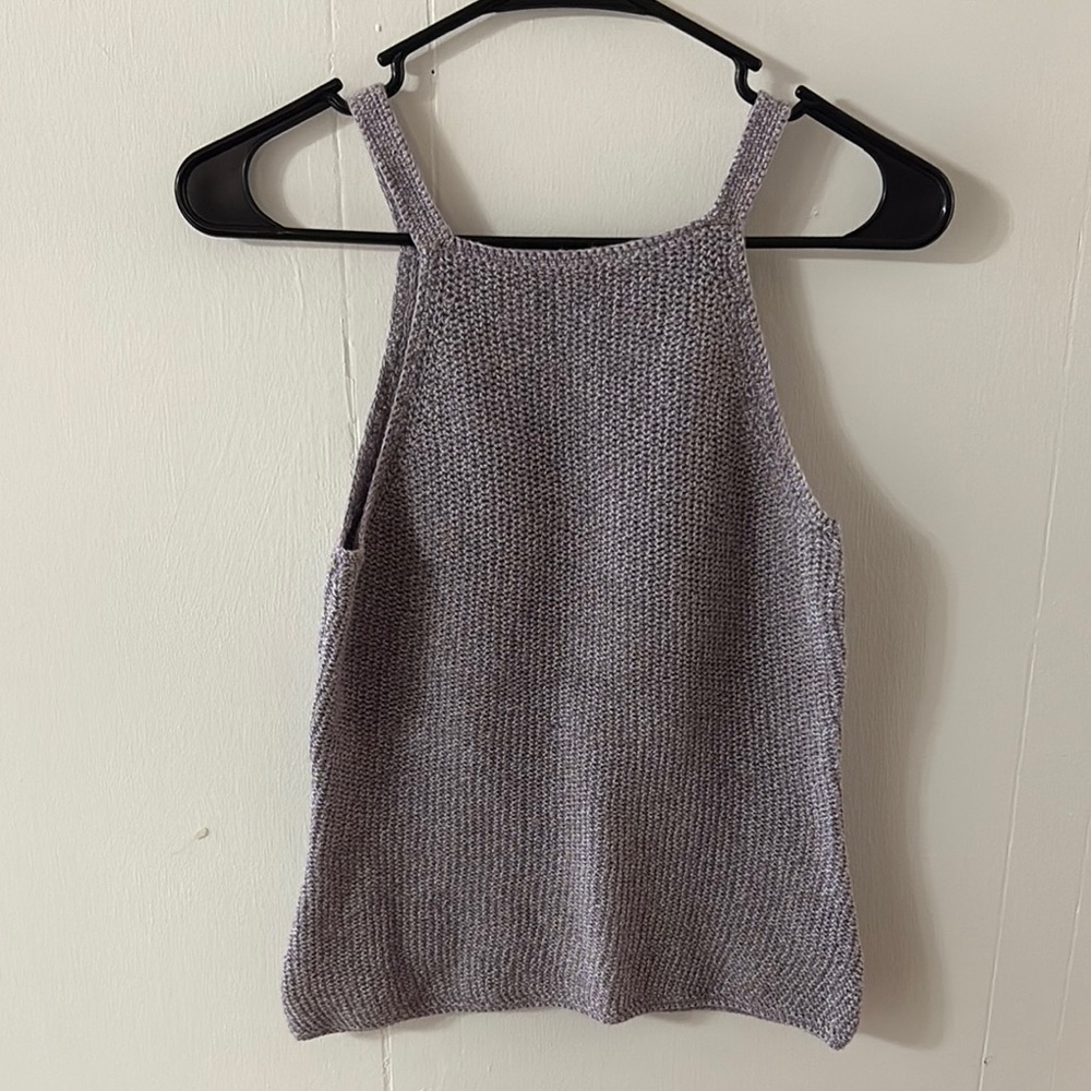 Gray Purple Knit Tank Top